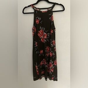 Floral Sleeveless Dress- Red and Black